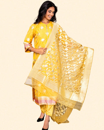 Lime Yellow Silk Suit