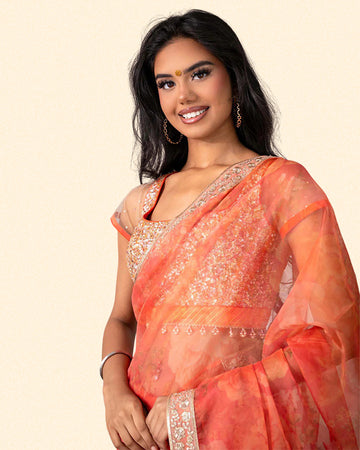 Orange Organza Saree