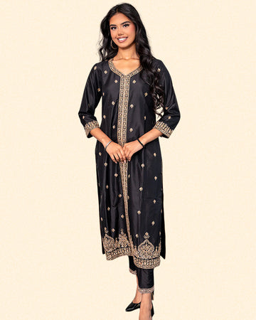 Black Silk Suit Set