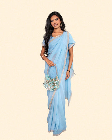Light Blue Georgette Saree