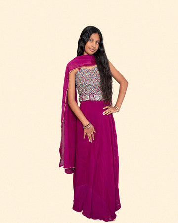 Royal Purple Preteen Lehnga