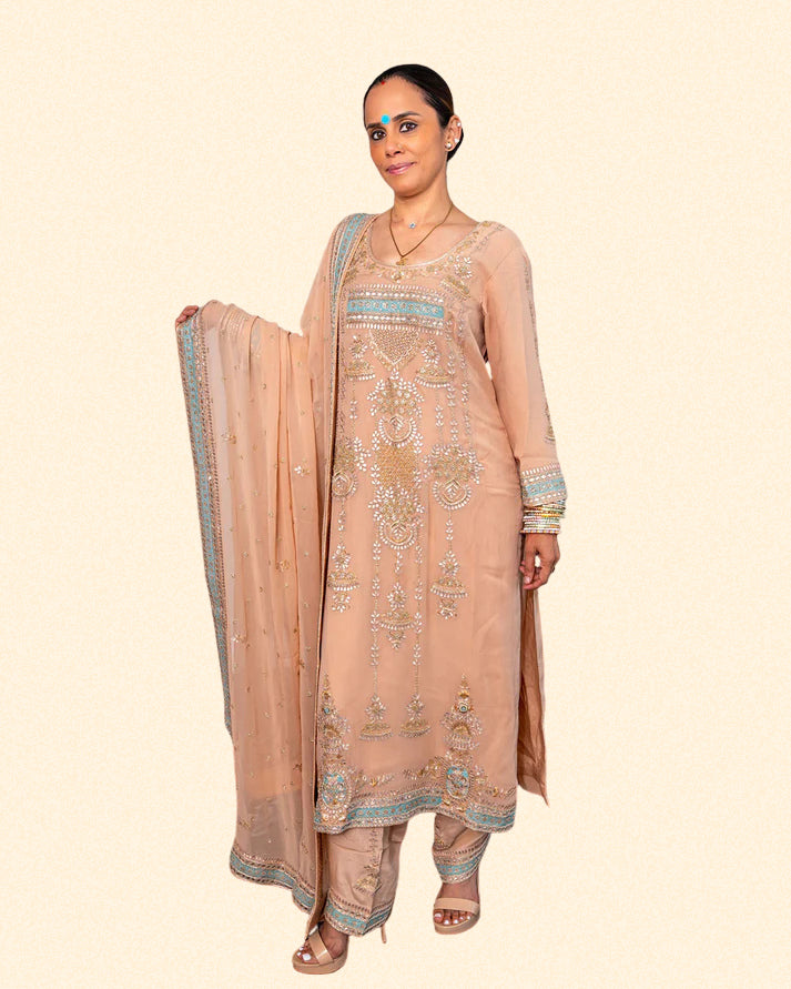 Champagne Georgette Suit
