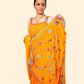 Fire Orange Embroidered Saree