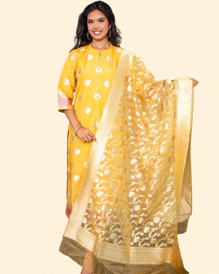 Lime Yellow Silk Suit
