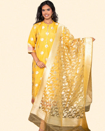 Lime Yellow Silk Suit