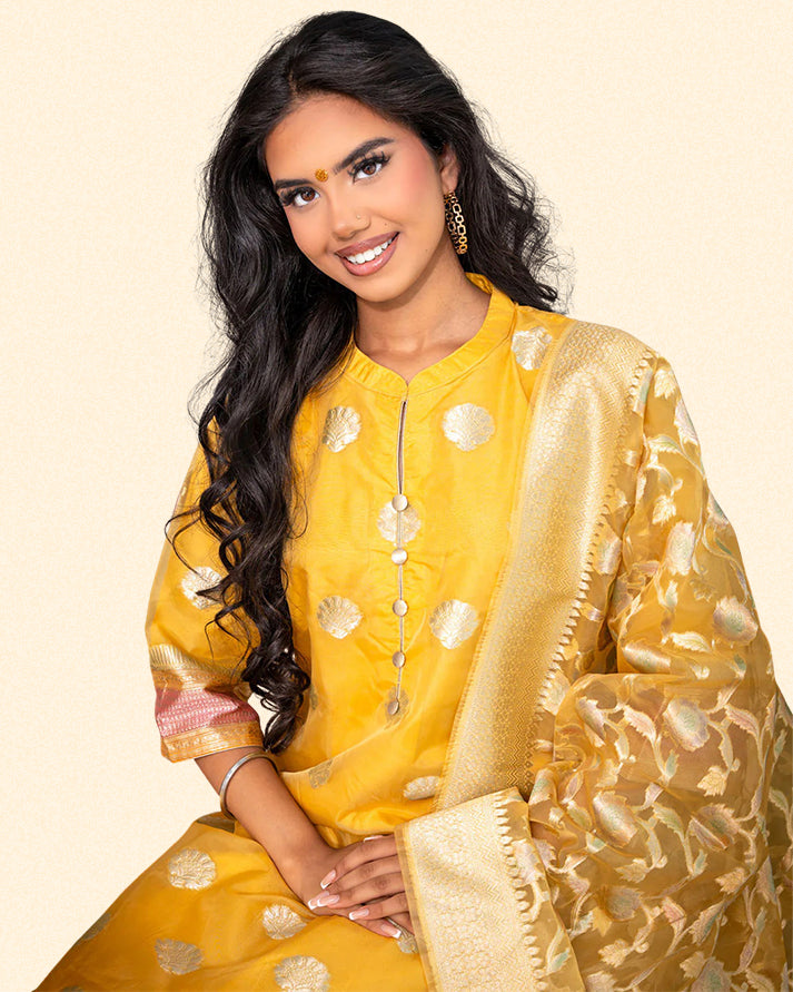 Lime Yellow Silk Suit