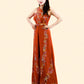 Orange Cotton Silk Jumpsuit